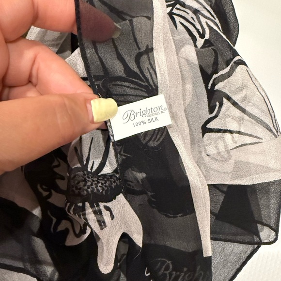 Brighton Black and White Silk Scarf - Picture 4 of 5